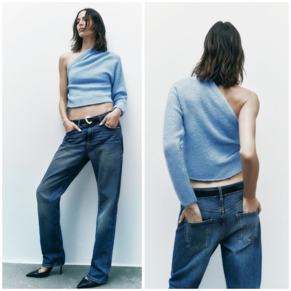 Zara one shoulder alpaca blend sweater size L - Picture 1 of 10